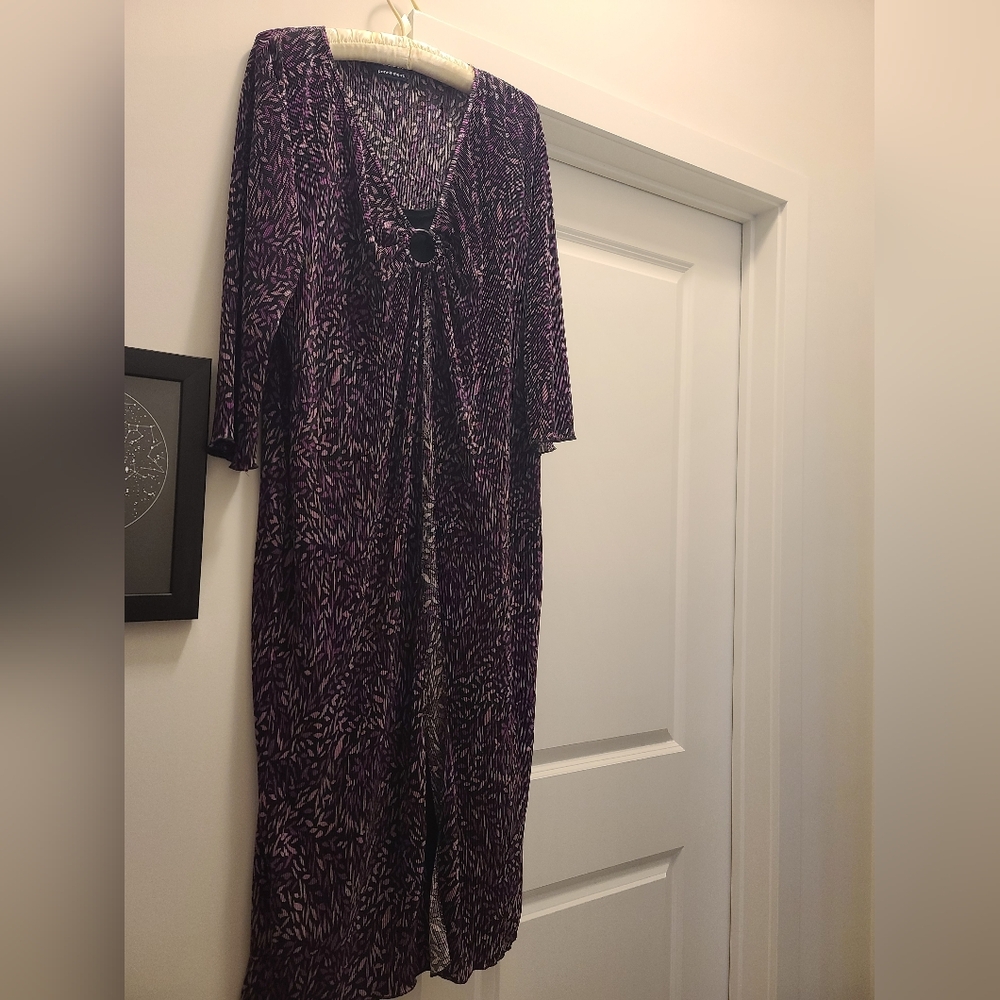 Penningtons Purple Babydoll Dress 3/4 Sleeve Scoop Neck